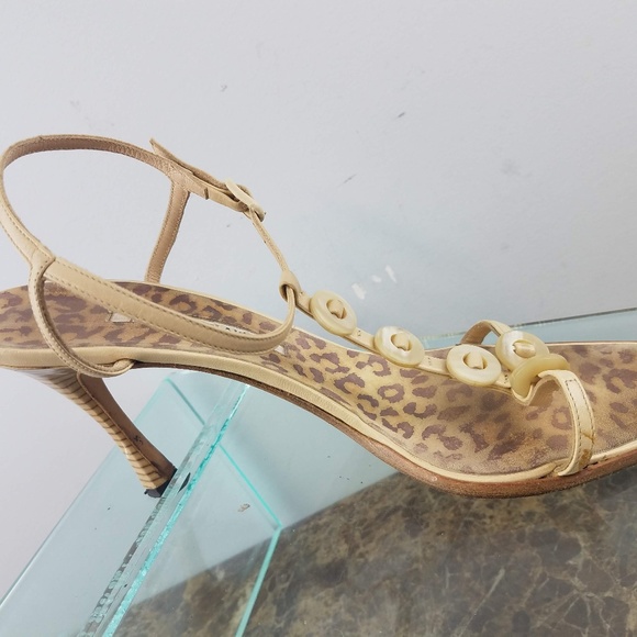 Manolo Blahnik Brown Cheetah T Strap High Heel 9.5 - Picture 2 of 8